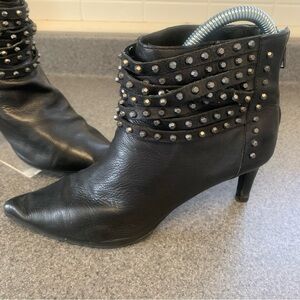 Ash "Dangerous" black nappa leather studded strap ankle boots Women’s Size 37